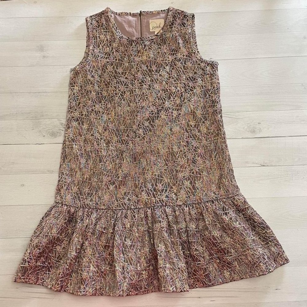 Peek Girls Sleeveless‎ Drop Waist Dress Metallic Finish size 12